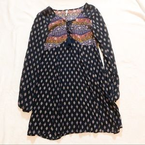 Long Sleeve Purple Tassle Boho Dress